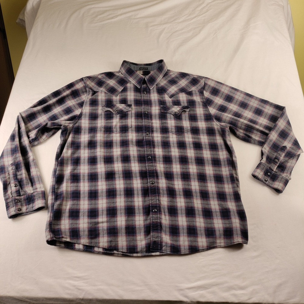 Cody James Western Shirt Mens 3X Plaid Multicolor Long Sleeve Pearl Snap Cowboy